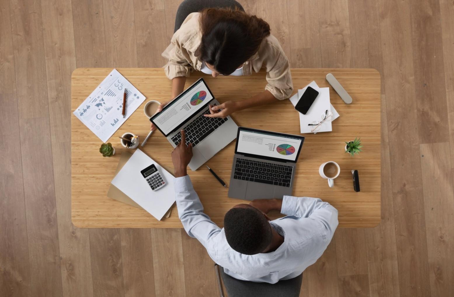 Financial modeling workspace with spreadsheets and analysis tools